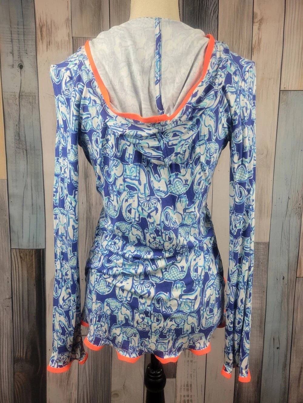 Lilly Pulitzer Gabi Luxletic Get Trunky Elephant Print Hoodie Cover Up Size XS
